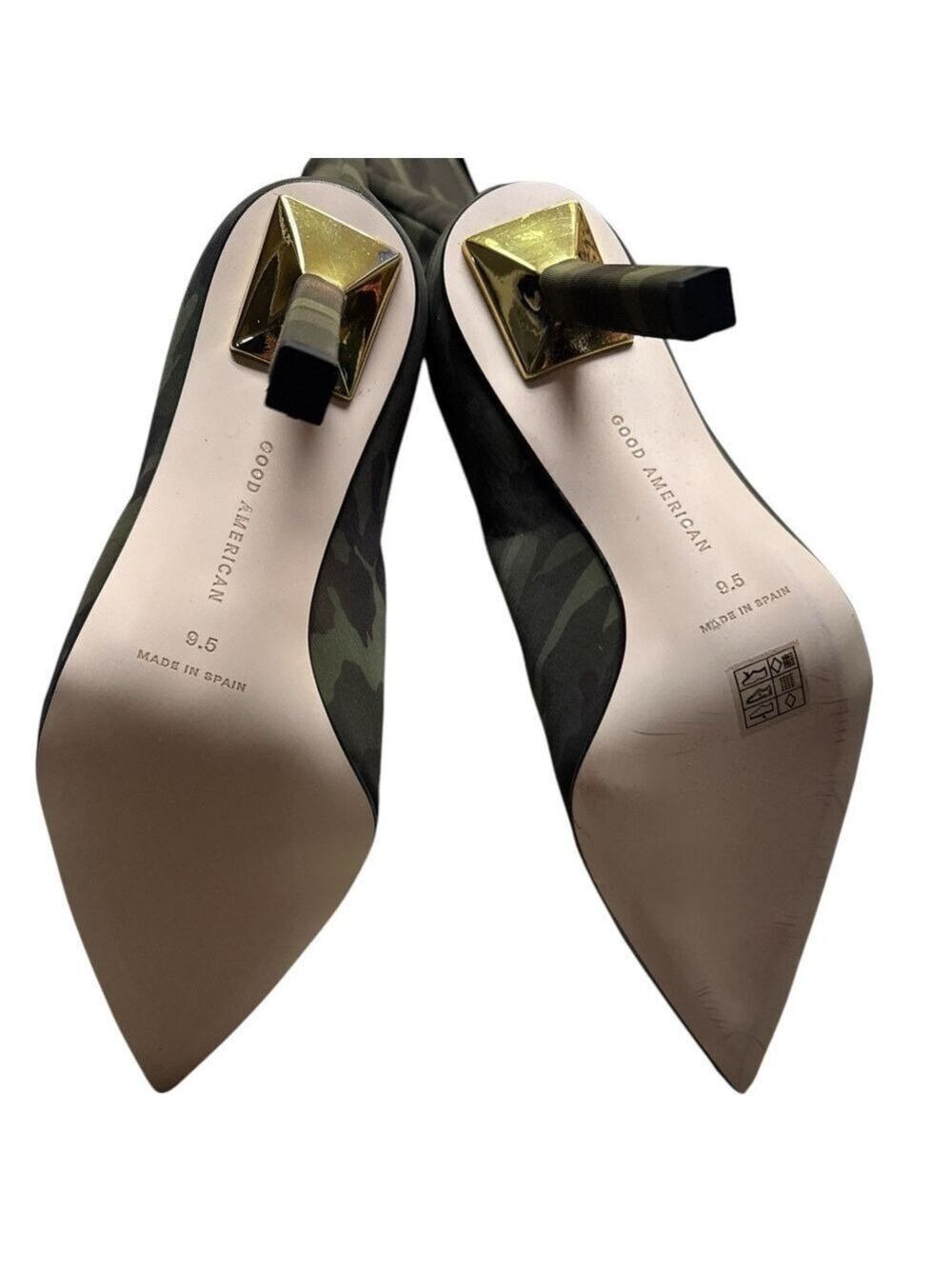 Good American Women's Green Camouflage Faux Sherpa Lined Stiletto Boots Size 9.5 - Picture 3 of 12